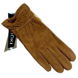 Isotoner Beige Suede Dress Gloves Fleece Lined size S/M NWT